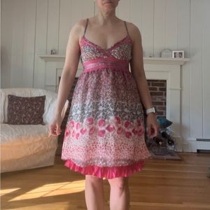 Canadian Brand Coco & Tashi Floral Pink Silk Blend Dress - from 2000s